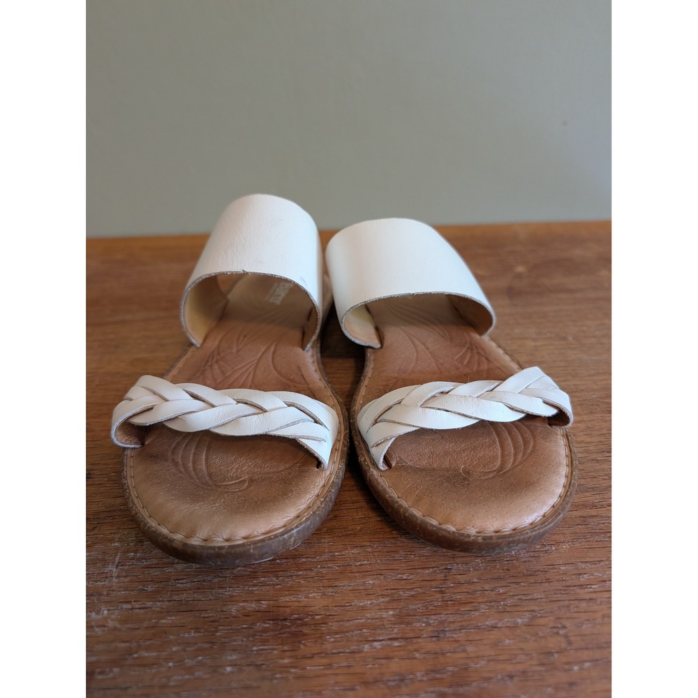 Born White Braided Leather Slide Sandals - Picture 2 of 8
